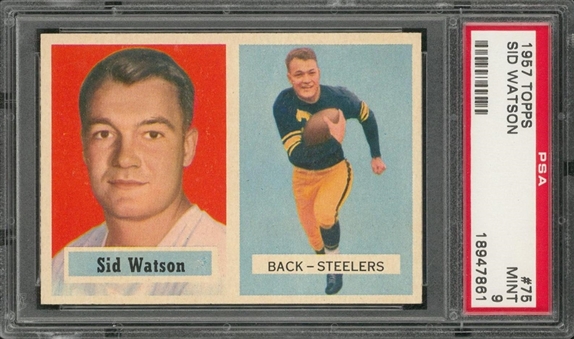 1957 Topps Football #75 Sid Watson – PSA MINT 9